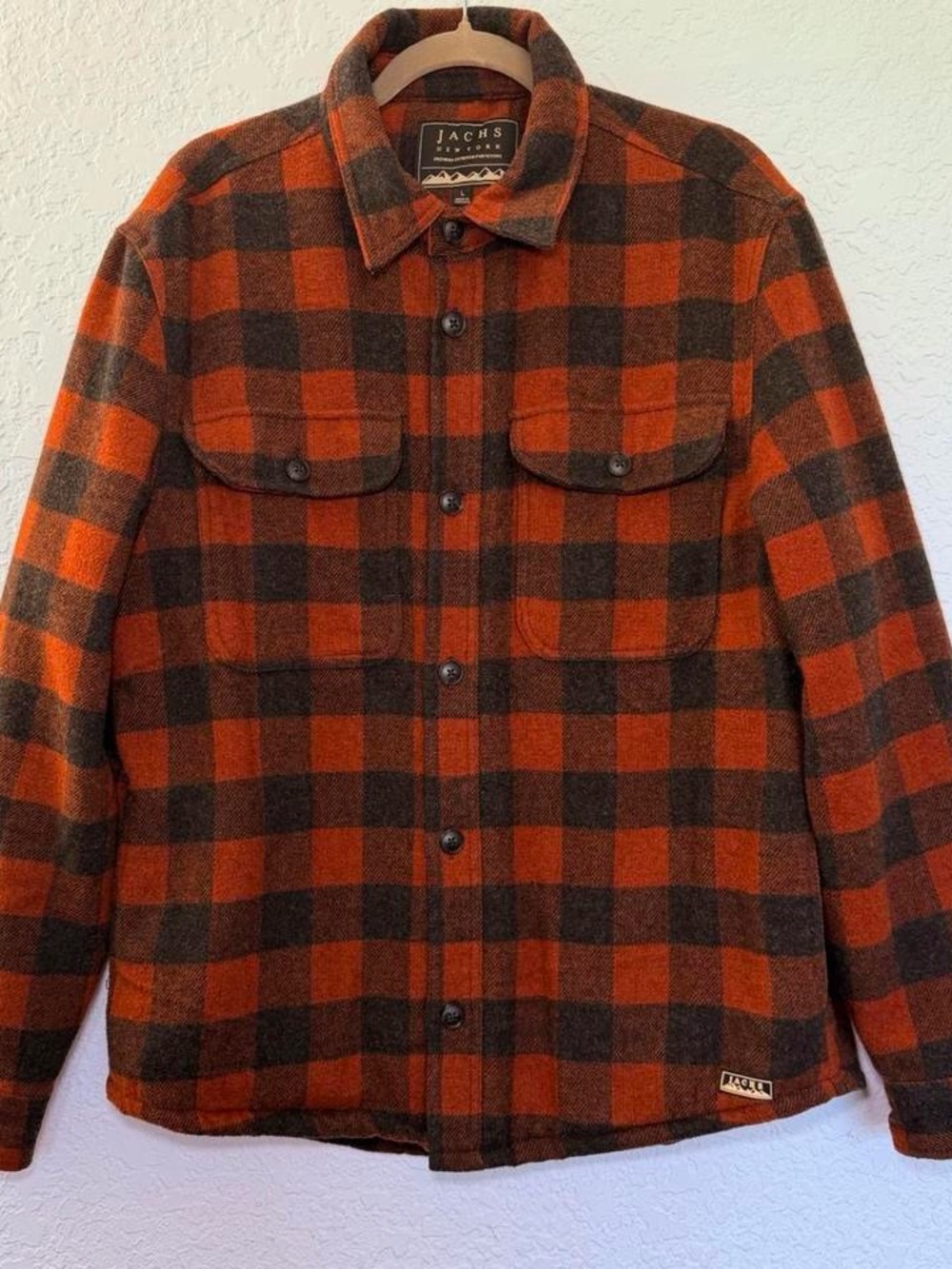 Jachs NY Wool Blend Quilted Plaid Shirt Jacket Shacket L